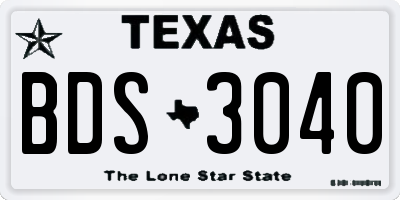 TX license plate BDS3040