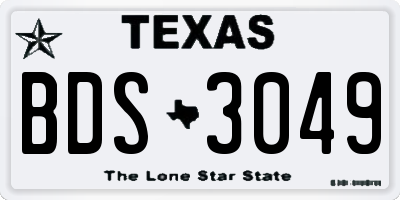 TX license plate BDS3049