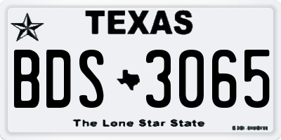 TX license plate BDS3065