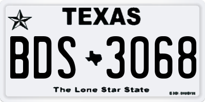TX license plate BDS3068