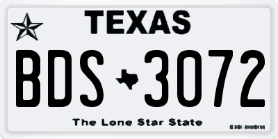 TX license plate BDS3072