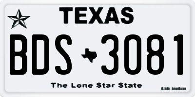 TX license plate BDS3081