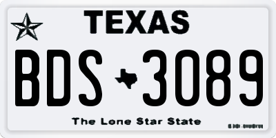 TX license plate BDS3089
