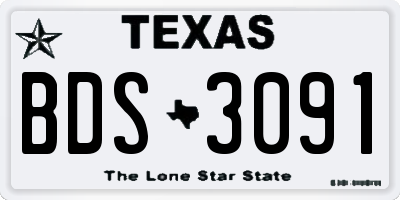 TX license plate BDS3091