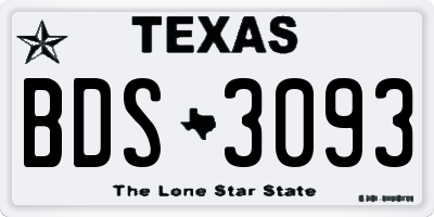 TX license plate BDS3093