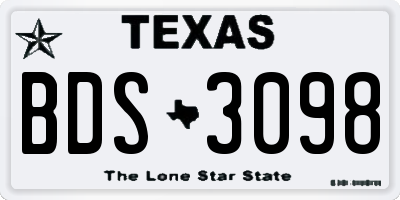 TX license plate BDS3098