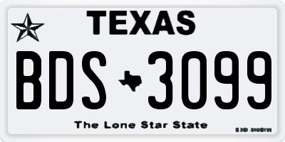 TX license plate BDS3099