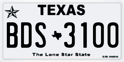 TX license plate BDS3100