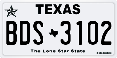 TX license plate BDS3102