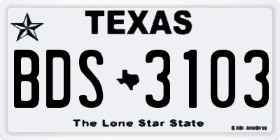 TX license plate BDS3103