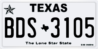 TX license plate BDS3105