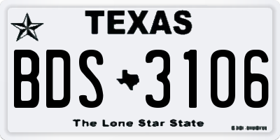 TX license plate BDS3106