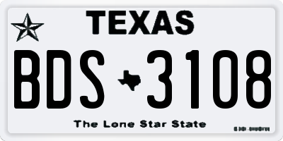 TX license plate BDS3108