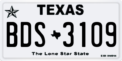 TX license plate BDS3109
