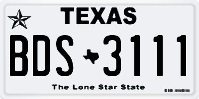 TX license plate BDS3111