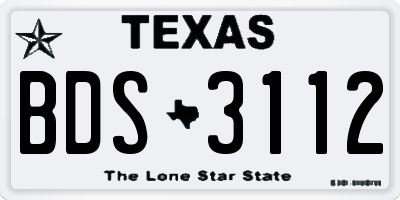 TX license plate BDS3112
