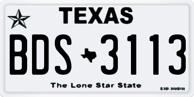 TX license plate BDS3113