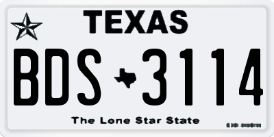 TX license plate BDS3114