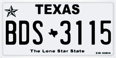 TX license plate BDS3115