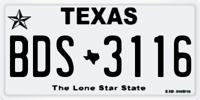 TX license plate BDS3116