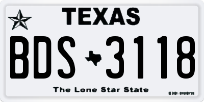 TX license plate BDS3118