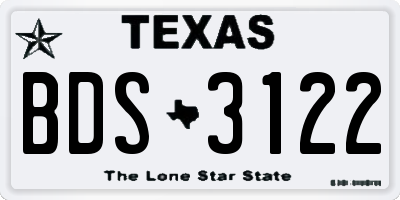 TX license plate BDS3122