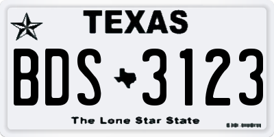 TX license plate BDS3123