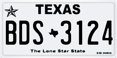 TX license plate BDS3124