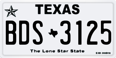 TX license plate BDS3125
