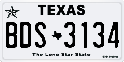 TX license plate BDS3134