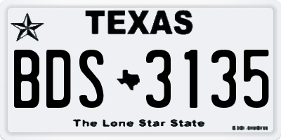 TX license plate BDS3135
