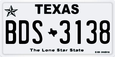 TX license plate BDS3138