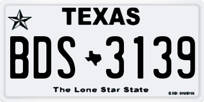 TX license plate BDS3139