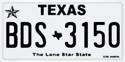 TX license plate BDS3150