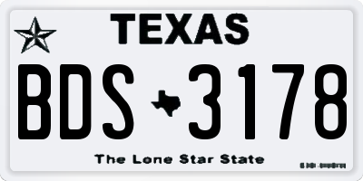 TX license plate BDS3178