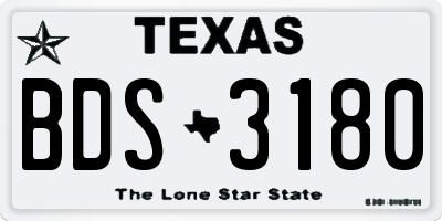 TX license plate BDS3180