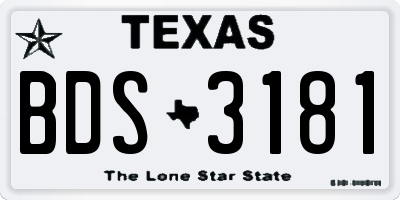 TX license plate BDS3181