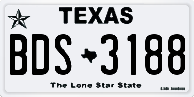 TX license plate BDS3188