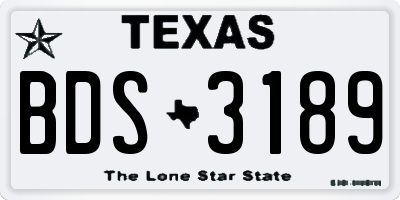TX license plate BDS3189