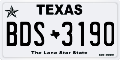 TX license plate BDS3190
