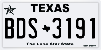 TX license plate BDS3191
