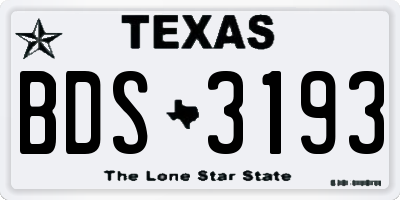 TX license plate BDS3193