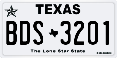TX license plate BDS3201