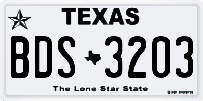 TX license plate BDS3203