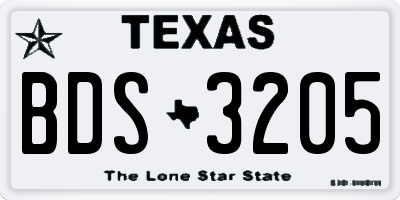 TX license plate BDS3205