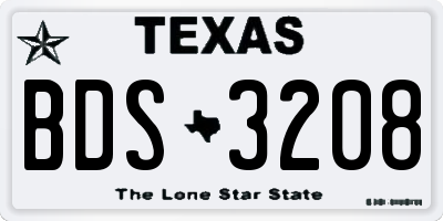 TX license plate BDS3208