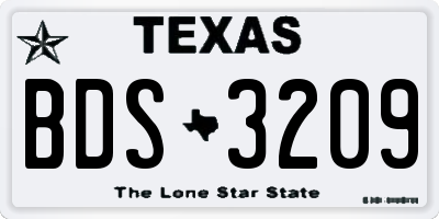 TX license plate BDS3209