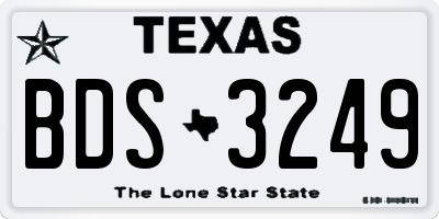 TX license plate BDS3249