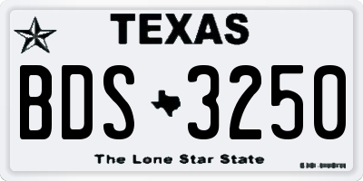 TX license plate BDS3250