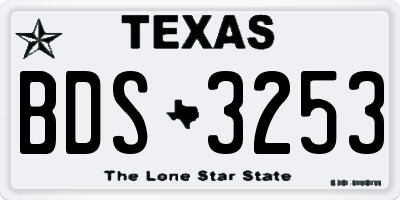TX license plate BDS3253
